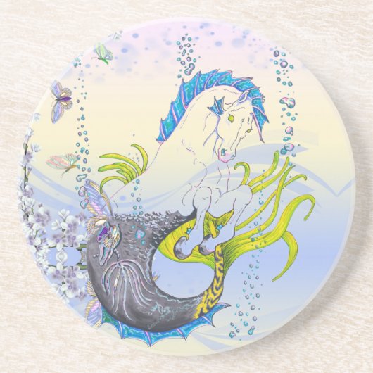 Hippocampus (Schädel) w/blau/lila/beige Getränkeuntersetzer (Vorne)