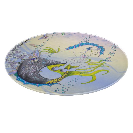 Hippocampus (Schädel) w/blau/lila/beige Schneidebrett (Ecke)