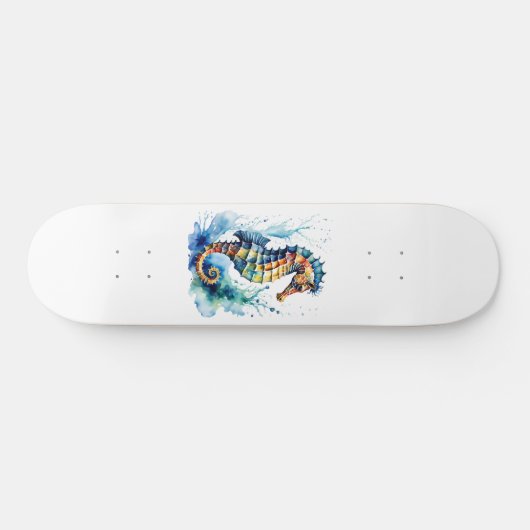 Hippocampus Watercolor Skateboard (Horizontal)