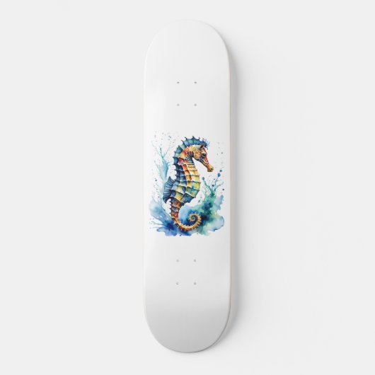 Hippocampus Watercolor Skateboard (Vorderseite)