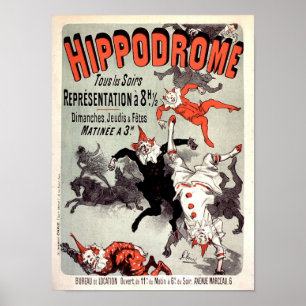 Hippodrome 1885 Circus Fun Vintage französische We Poster