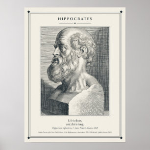 Hippokrates Büste, Das Leben ist kurz und die Kuns Poster