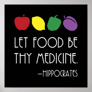 Hippokrates zitieren Lass Nahrung sei deine Medizi Poster