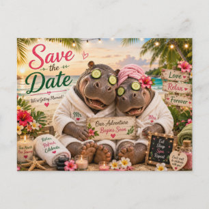 Hippopaar-Tropen-Spa-Save-the-Date Postkarte