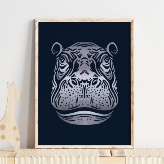 Hippopotamus African Print | Bold Hippopotamus Art Poster