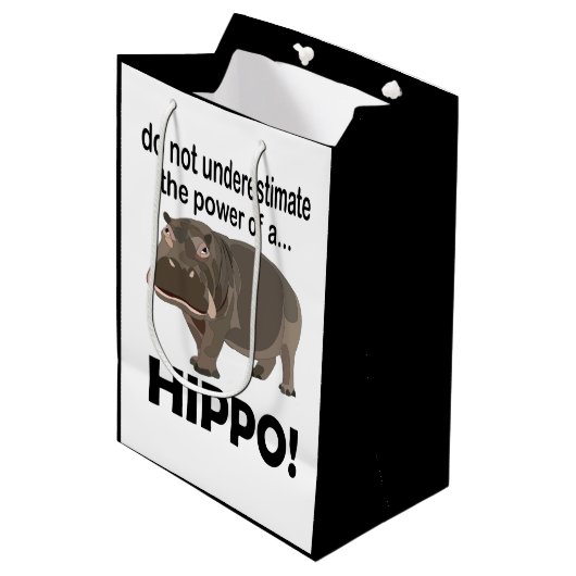 Hippopotamus Animal Funny Hippo Mittlere Geschenktüte (Vorderseite Schrägansicht)