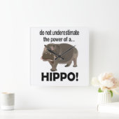 Hippopotamus Animal Funny Hippo Quadratische Wanduhr (Zuhause)