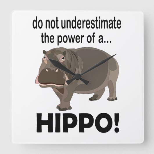 Hippopotamus Animal Funny Hippo Quadratische Wanduhr (Vorderseite)