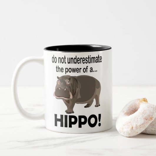 Hippopotamus Animal Funny Hippo Zweifarbige Tasse (Mit Donut)
