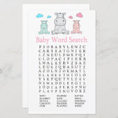 Hippopotamus Baby Dusche Word Search Game (Vorne/Hinten)