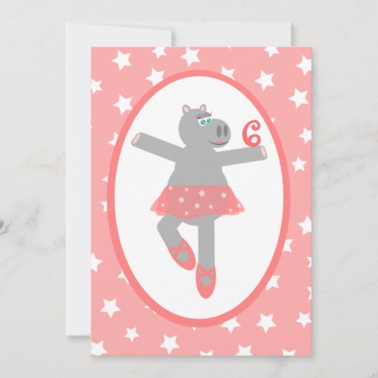 Hippopotamus Ballerina Ballerina Einladung (Vorderseite)