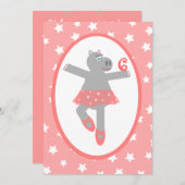Hippopotamus Ballerina Ballerina Einladung (Vorne/Hinten)