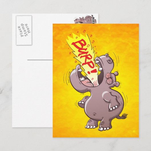 Hippopotamus Burping laut Postkarte (Vorne/Hinten)