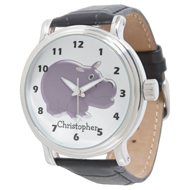 Hippopotamus-Design Armbanduhr (Schrägansicht)