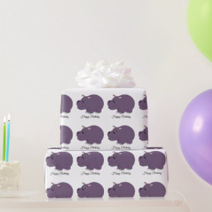 Hippopotamus Design Geburtstag Geschenkpapier