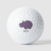 Hippopotamus-Design mit Monogramm Golfball (Vorderseite)