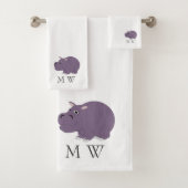 Hippopotamus Design Monogrammed Badhandtuch Set (Insitu)