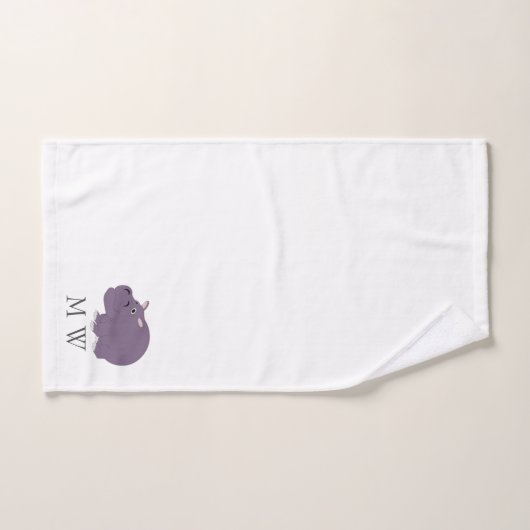 Hippopotamus Design Monogrammed Badhandtuch Set (Handtuch)