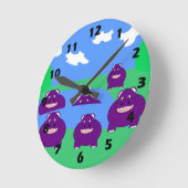 Hippopotamus Design Runde Wanduhr (Winkel)