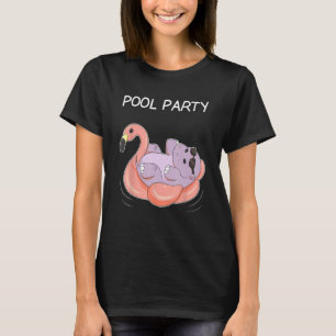 Hippopotamus Flamingo Schwimmbad Party Funny Hippo T-Shirt