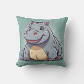 Hippopotamus Funny Kawaii Blue Print Kissen (Vorderseite)