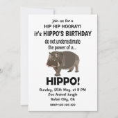 Hippopotamus Funny Niedlich Hippo Geburtstag Einladung (Vorderseite)