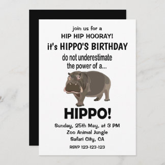 Hippopotamus Funny Niedlich Hippo Geburtstag Einladung
