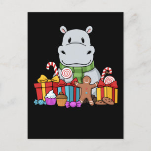 Hippopotamus Gaben Kinder Weihnachten Hippo Postkarte