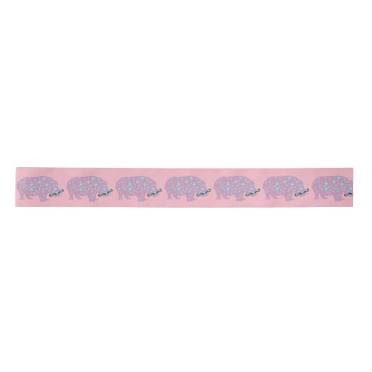 Hippopotamus Girlie Satin-Band, 2 Yard-Spule Satinband (Vorderseite)