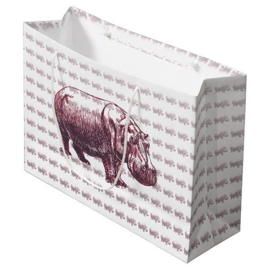 Hippopotamus Große Geschenktüte (Vorderseite Schrägansicht)