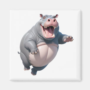 Hippopotamus Happy Spielspass Springen in die Luft Magnet