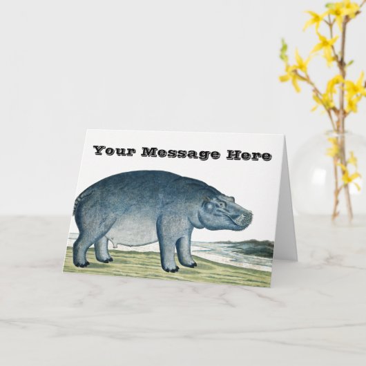 Hippopotamus - Hippo - Afrika Tier - Niedliches Hi Karte (Gelbe Blume)