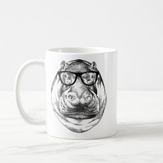 Hippopotamus Hippo Nerdy Glasses Hippopotamus 78 H Kaffeetasse (Links)