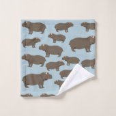 Hippopotamus Hippo Pattern Badhandtuch Set (Waschlappen)