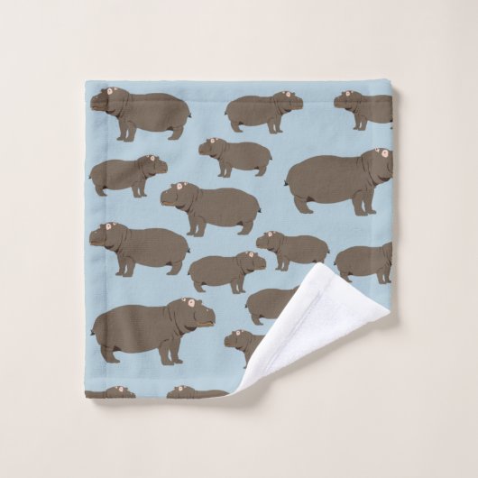 Hippopotamus Hippo Pattern Badhandtuch Set (Waschlappen)