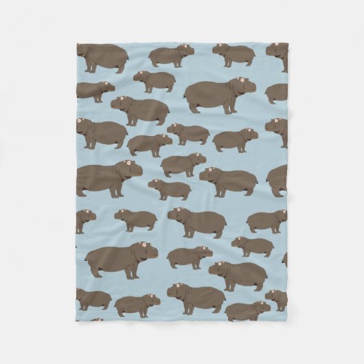 Hippopotamus Hippo Pattern Fleecedecke (Vorderseite)