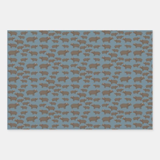 Hippopotamus Hippo Pattern Geschenkpapier Set (Vorderseite 3)