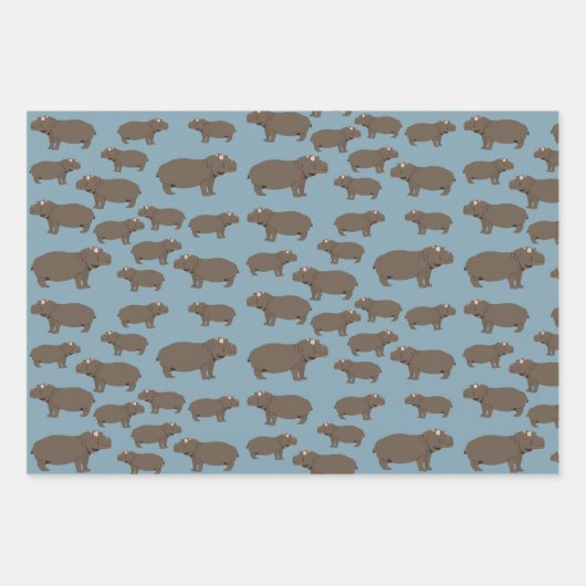Hippopotamus Hippo Pattern Geschenkpapier Set (Vorderseite 2)