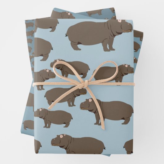 Hippopotamus Hippo Pattern Geschenkpapier Set (Beispiel)