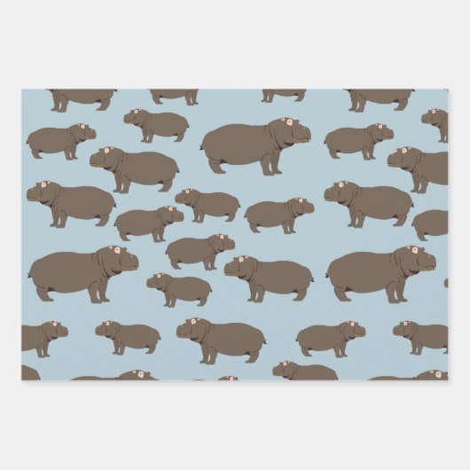 Hippopotamus Hippo Pattern Geschenkpapier Set (Vorderseite)