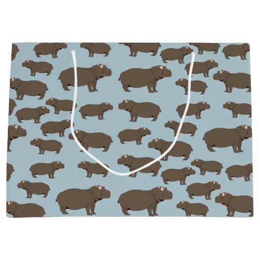 Hippopotamus Hippo Pattern Große Geschenktüte (Vorderseite)