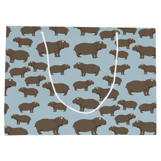 Hippopotamus Hippo Pattern Große Geschenktüte (Rückseite)