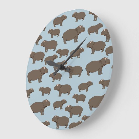 Hippopotamus Hippo Pattern   Große Wanduhr (Winkel)