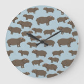 Hippopotamus Hippo Pattern   Große Wanduhr (Vorderseite)