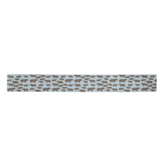 Hippopotamus Hippo Pattern Satinband (Vorderseite)