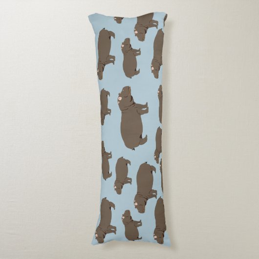 Hippopotamus Hippo Pattern Seitenschläferkissen (Vorderseite Vertikal)