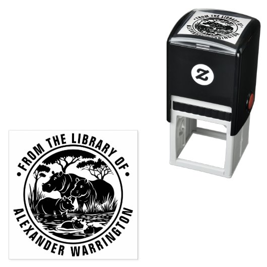 Hippopotamus Hippos nach dem Buchnamen der Wasserb Permastempel (Beispiel)