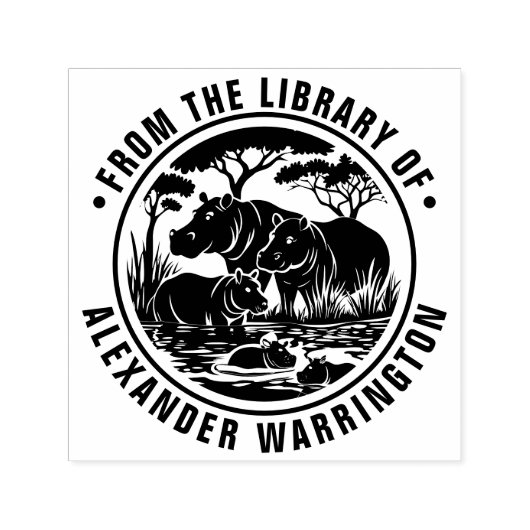 Hippopotamus Hippos nach dem Buchnamen der Wasserb Permastempel (Design)