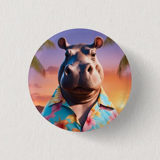 Hippopotamus Holiday Button (Vorderseite)