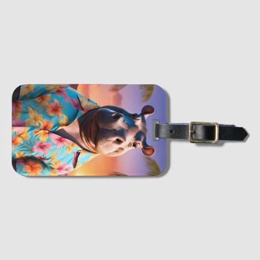 Hippopotamus Holiday Gepäckanhänger (Vorderseite (Horizontal))